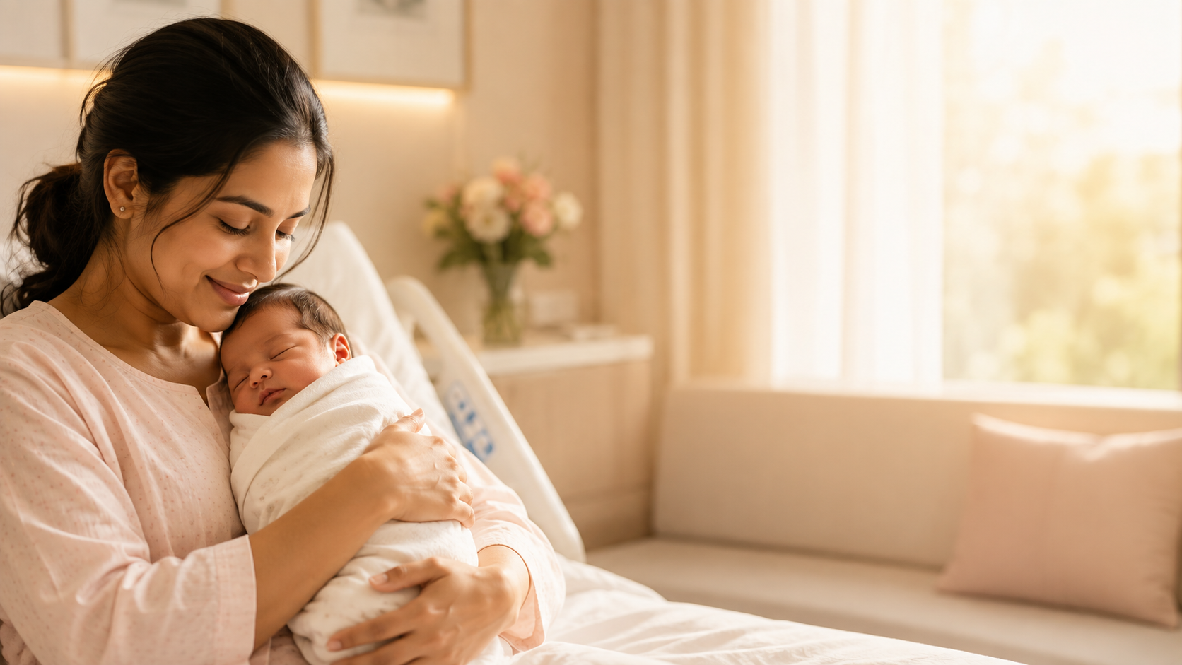 Mother holding newborn baby